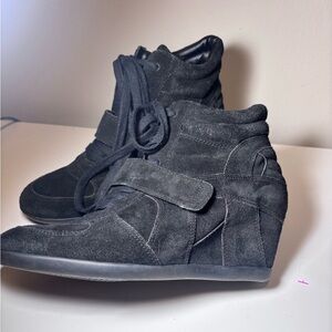 Ash Black Suede Wedge Sneakers